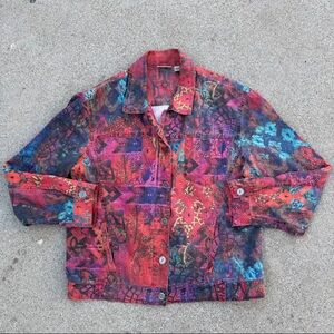 Chico's Linen Blend Lightweight Shacket Size 1 or 8/10 preloved artsy atw